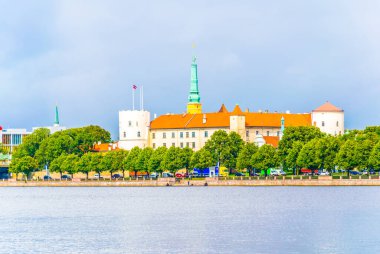 View of the Riga castle from the other side of the Daugava river, Latvia