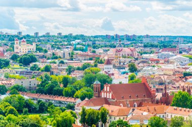 Aerial view of the lithuanian capital vilnius from the three crosses hill