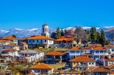 Kilise St Bogorodica Perivlepta çan kulesi eski Ohri, Makedonya Cumhuriyeti hakim