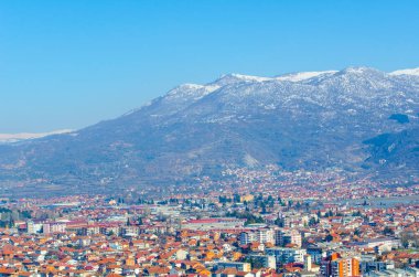  Macaristan 'daki Unesco Dünya Mirası Şehri' nin havadan görünüşü. Çar Samuel Kalesi 'nin tepesinden alınan fyrom..