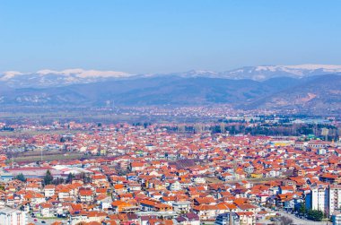  Macaristan 'daki Unesco Dünya Mirası Şehri' nin havadan görünüşü. Çar Samuel Kalesi 'nin tepesinden alınan fyrom..