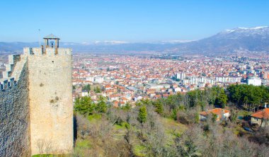  Macaristan 'daki Unesco Dünya Mirası Şehri' nin havadan görünüşü. Çar Samuel Kalesi 'nin tepesinden alınan fyrom..