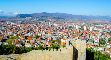  Macaristan 'daki Unesco Dünya Mirası Şehri' nin havadan görünüşü. Çar Samuel Kalesi 'nin tepesinden alınan fyrom..