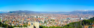  Macaristan 'daki Unesco Dünya Mirası Şehri' nin havadan görünüşü. Çar Samuel Kalesi 'nin tepesinden alınan fyrom..