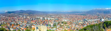  aerial view of unesco world heritage city ohrid in macedonia, fyrom taken from the top of fortress of tzar samuel.