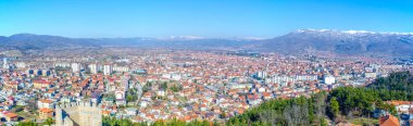  aerial view of unesco world heritage city ohrid in macedonia, fyrom taken from the top of fortress of tzar samuel.