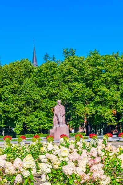 Monument Janis Rainis Latvian National Poet Writer Esplanade Park Riga — 스톡 사진