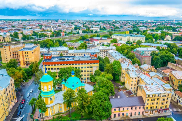 Aerial View Riga Including Russian Orthodox Church Top Academy Sciences — стокове фото