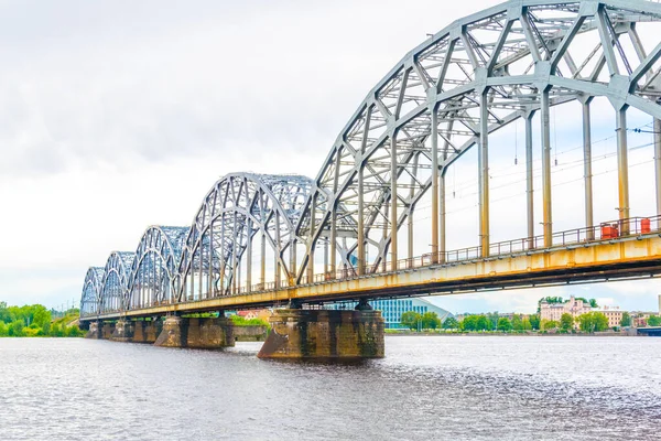 View Latvian National Library Situated Next Railway Bridge Riga Latvia — Stock Photo, Image