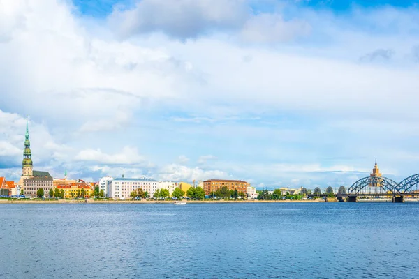 Panorama Riga Including Saint Peters Church Zeppelin Hangars Academy Sciences — Stockfoto