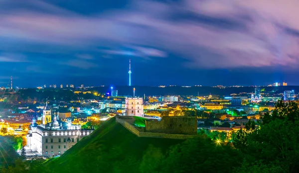 Ночной Вид Воздуха Замок Гедиминас Столицей Ним — стоковое фото