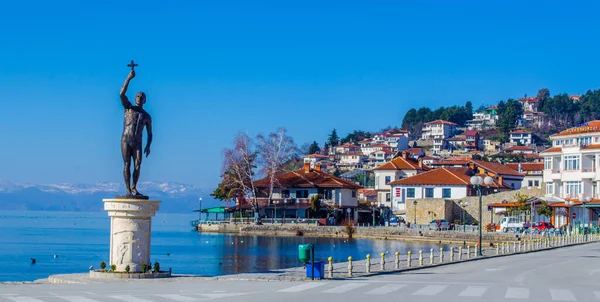Uitzicht Het Historische Deel Van Ohrid Stad Macedonië Fyrom Die — Stockfoto