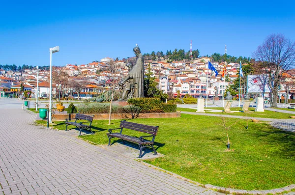 View Lakeside Park Ohrid City Macedonia Which Beloved Destination Many — Foto Stock
