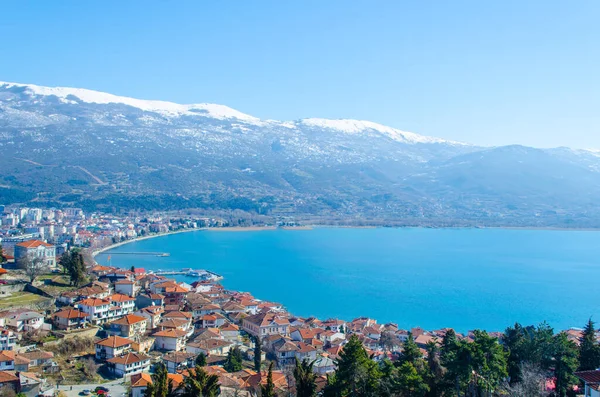  Macaristan 'daki Unesco Dünya Mirası Şehri' nin havadan görünüşü. Çar Samuel Kalesi 'nin tepesinden alınan fyrom..