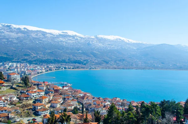  Macaristan 'daki Unesco Dünya Mirası Şehri' nin havadan görünüşü. Çar Samuel Kalesi 'nin tepesinden alınan fyrom..