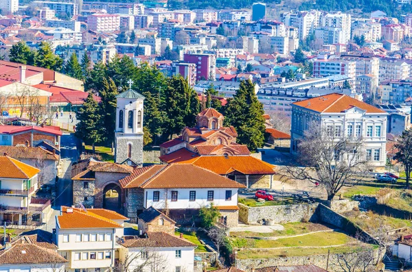 Campanile Della Chiesa Santa Bogorodica Perivlepta Domina Vecchia Ohrid Repubblica — Foto Stock