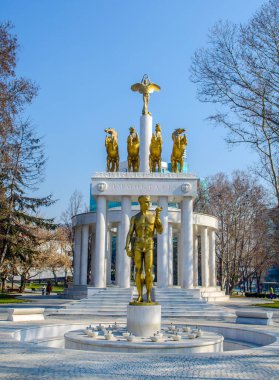 view of the monument of fallen heroes in macedonian capital skopje.