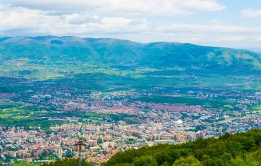 Vodno dağından Macar başkenti Skopje 'nin hava manzarası.