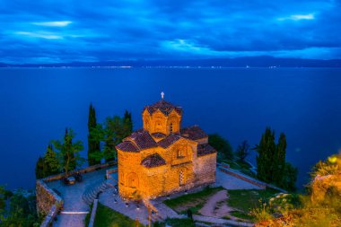 Church of St. John at Kaneo at night, Ohrid, Macedonia