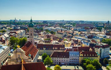 Aerial view of german city munich taken from the top of peterskirche