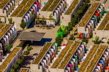 The Olympic Village in Munich, Germany. It was constructed for the 1972 Summer Olympics and used to house the athletes during the games. Now it is a student and residential area.