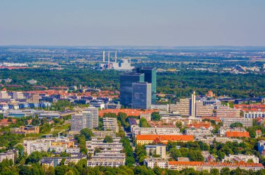 olympiaturm (Olimpiyat kule) Münih hava manzara. Münih, Bavyera, Almanya