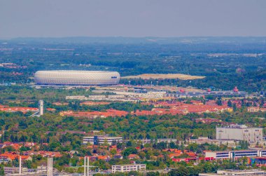 Münih 'teki Allianz Arena' nın hava görüntüsü