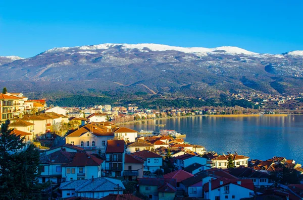 Sunset Unesco Listed Ohrid Town Macedonia — Foto de Stock