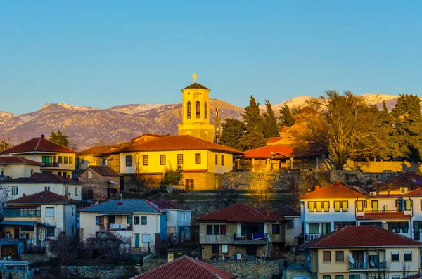 Sunset Unesco Listed Ohrid Town Macedonia — Stockfoto