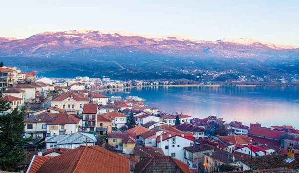 Sunset Unesco Listed Ohrid Town Macedonia — Foto de Stock
