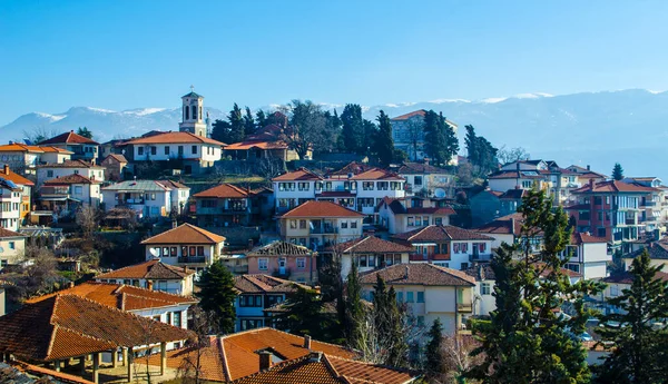 Aerial View Macedonian Top Holiday Destination Ohrid Which Belongs Unesco — Fotografia de Stock