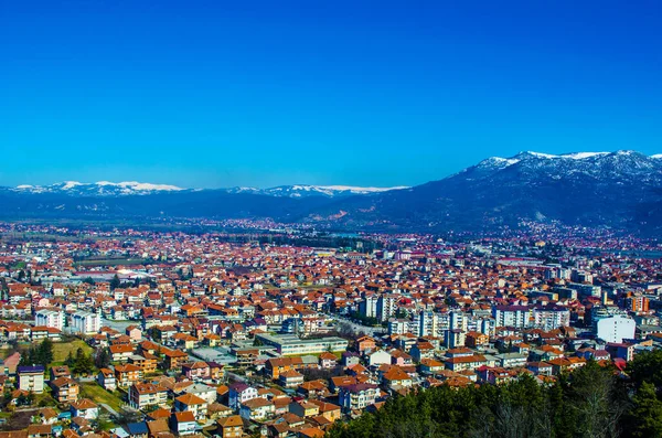 Vista Aérea Ciudad Macedonia Ohrid Que Famosa Por Centro Histórico —  Fotos de Stock