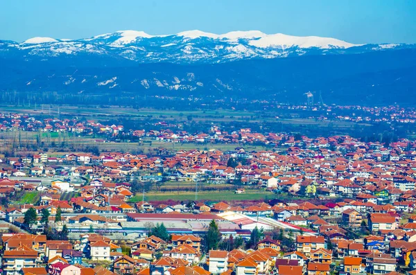 aerail görünümü, unesco için ünlü Makedon şehir Ohri'nin tarihi merkezi ve güzel göl Makedonya Arnavutluk ayıran listelenen.