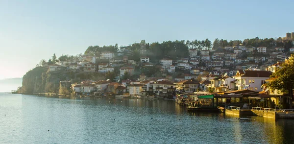 historical part of unesco listed town ohrid is located next to the ohrid lake and spread all over the hill with fortress of tzar samuel at the top.