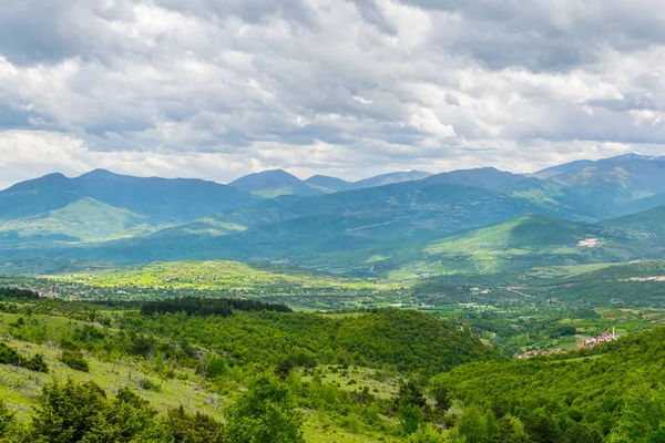 Vista Aérea Paisaje Montañoso Macedonia Vista Desde Cima Montaña Vodno —  Fotos de Stock