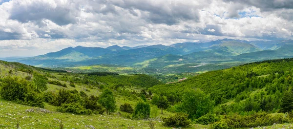 Luftaufnahme Einer Bergigen Landschaft Mazedonien Von Der Spitze Des Vodno — Stockfoto