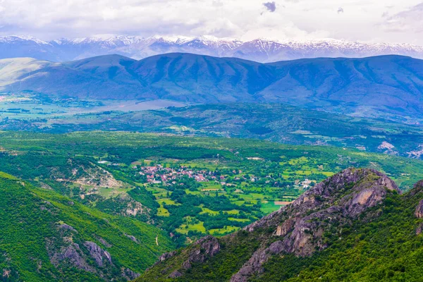 Luftaufnahme Einer Bergigen Landschaft Mazedonien Von Der Spitze Des Vodno — Stockfoto