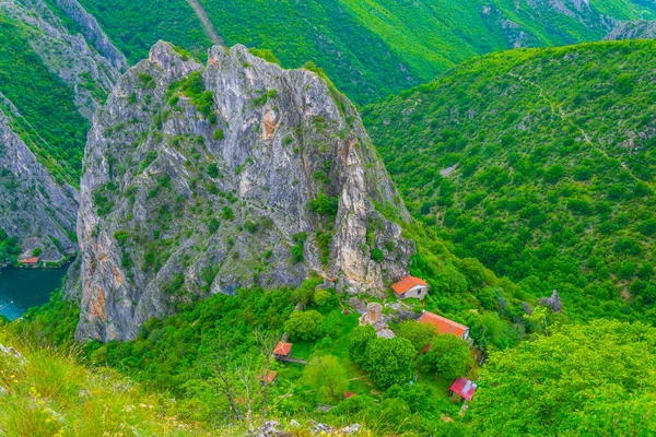 Aerial View Saint Nikola Monastery Matka Lake Macedonia — Stock Photo, Image