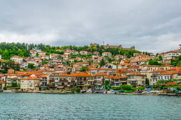 historical part of unesco listed town ohrid is located next to the ohrid lake and spread all over the hill with fortress of tzar samuel at the top.