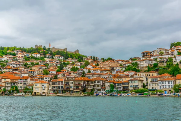 historical part of unesco listed town ohrid is located next to the ohrid lake and spread all over the hill with fortress of tzar samuel at the top.