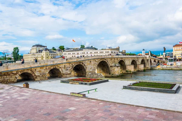 Vue Célèbre Pont Pierre Skopje Macédoine — Photo