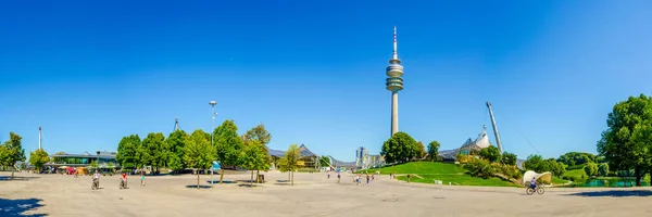 Wieża Stadionu Olympiapark Monachium Niemcy Jest Parkiem Olimpijskim Który Został — Zdjęcie stockowe