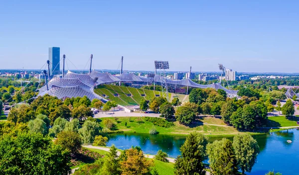 Olympiapark Münchenben Németországban Egy Olimpiai Park Épült 1972 Nyári Olimpiai — Stock Fotó