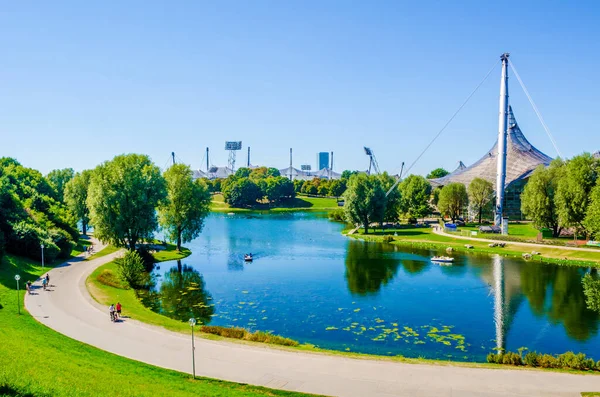 Olympiapark München Tyskland Olympisk Park Som Byggdes För 1972 Års — Stockfoto