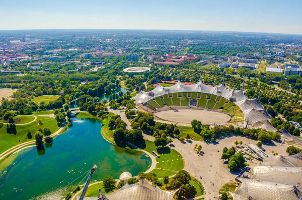 Aerial View Olympiapark German City Munich Which Hosted Olympic Games — Stok fotoğraf