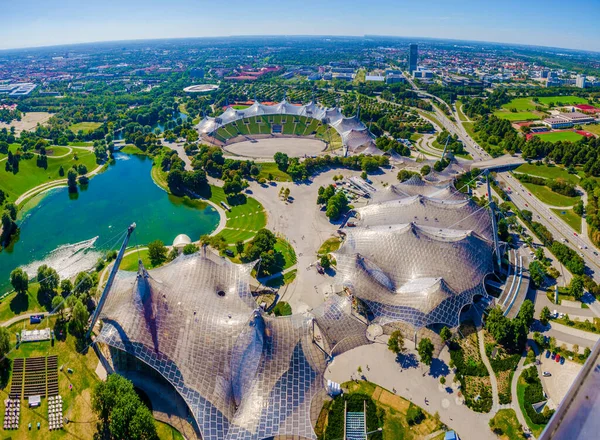 Aerial View Olympiapark German City Munich Which Hosted Olympic Games — Fotografia de Stock