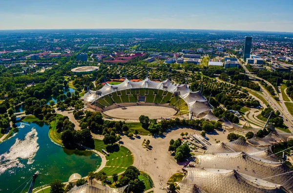 Vista Aérea Olympiapark Cidade Alemã Munique Que Sediou Jogos Olímpicos — Fotografia de Stock