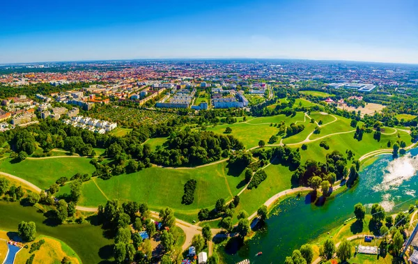 olympiaturm (Olimpiyat kule) Münih hava manzara. Münih, Bavyera, Almanya