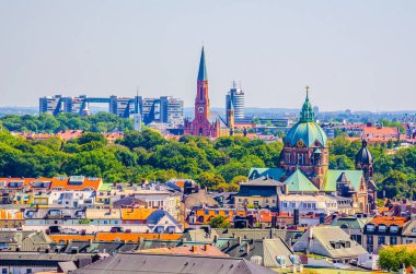 Almanya 'nın Bavyera şehrinin Münih kentinden Münih' in hava manzarası