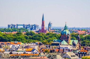 Almanya 'nın Bavyera şehrinin Münih kentinden Münih' in hava manzarası